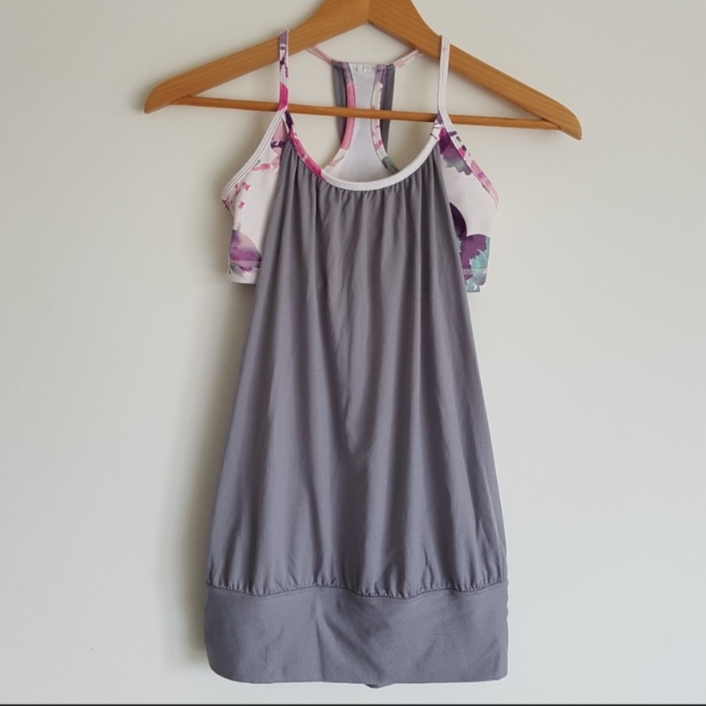 LULULEMON No Limits Tank Fossil Blurred Blossoms 4